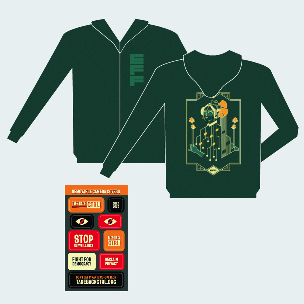 Motherboard Hooded Sweatshirt & Take Back CTRL Cam Covers