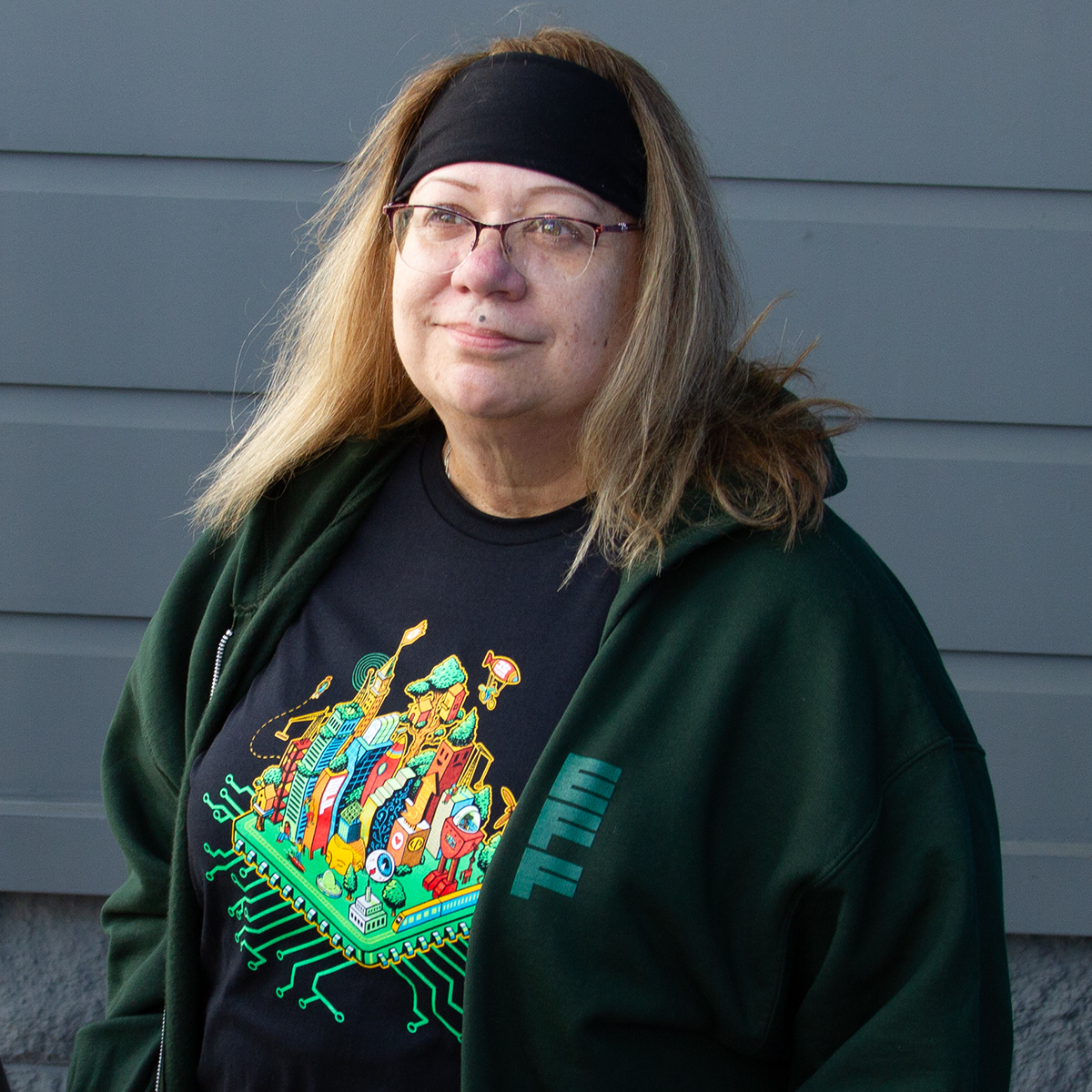 Guardian Combo: Hooded Sweatshirt, EFF35 CityscapeT-Shirt, and Metal Member Card